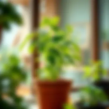 Illustration of proper watering techniques for herbs.