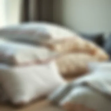 Different types of sleeping pillows displayed together