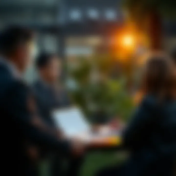 Stakeholder Engagement in Land Valuation A professional discussing land appraisal with stakeholders