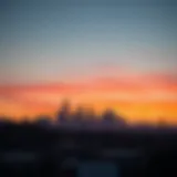 Los Angeles Skyline at Sunset A skyline view of Los Angeles at sunset