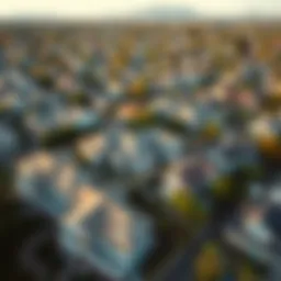 Aerial view of Bay Area neighborhoods showcasing diverse housing styles