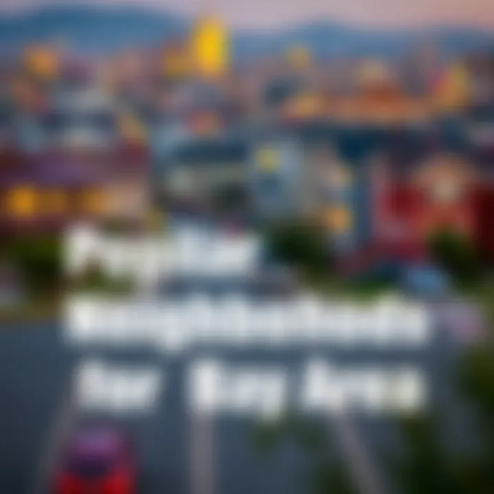 Map highlighting popular neighborhoods for renters in the Bay Area