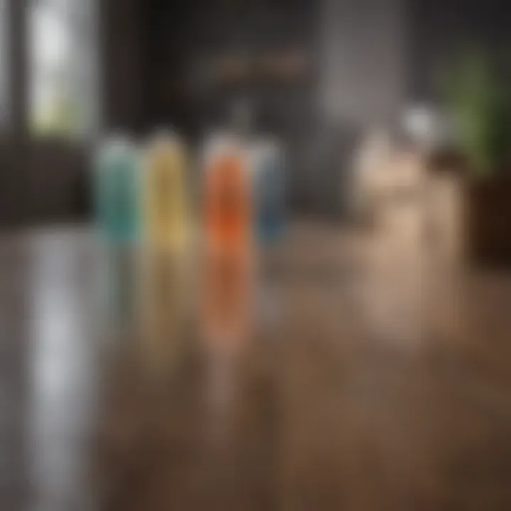 A variety of eco-friendly cleaning products lined up