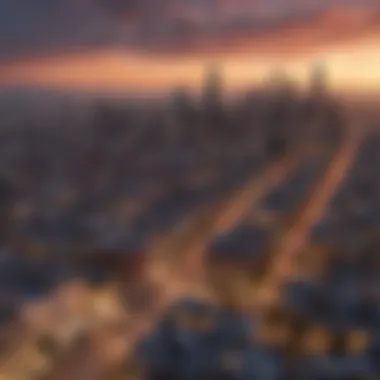 Aerial view of a bustling California city skyline