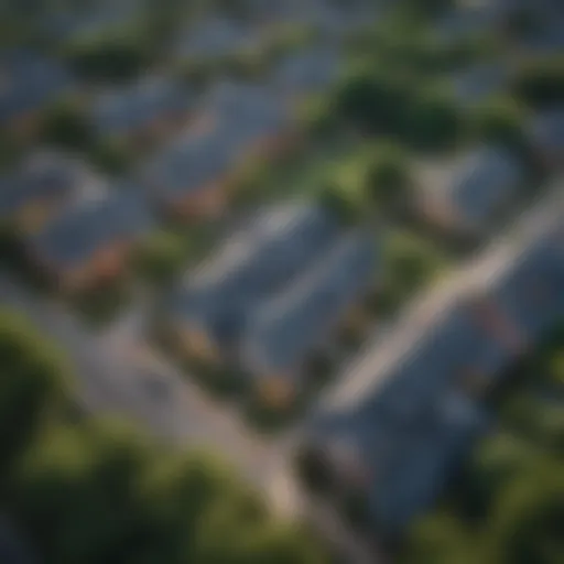 Aerial view of a vibrant Dallas neighborhood showcasing modern homes and greenery.