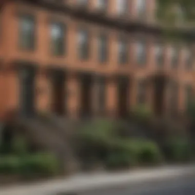 The Allure of Brownstone-Lined Streets A neighborhood street lined with charming brownstone homes