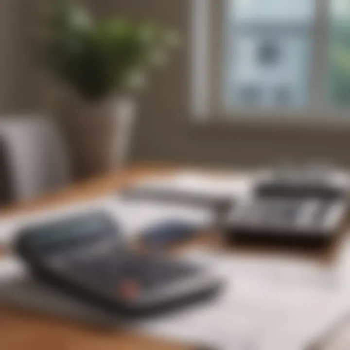 Close-up of financial documents and a calculator on a table