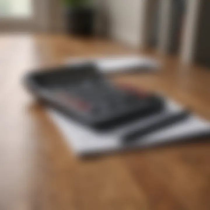 A calculator and notepad for square footage calculations