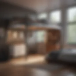 Elegant loft bed in a studio apartment