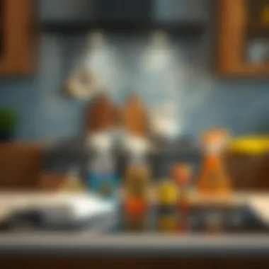 Various cleaning supplies for glass top ranges