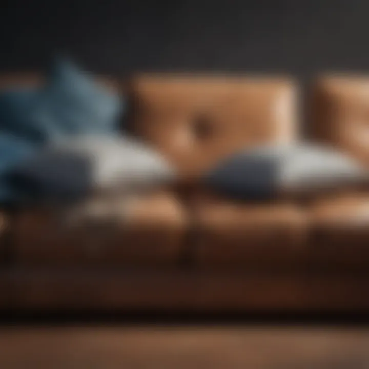 Different types of couch cushions on display