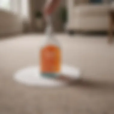 Applying Cleaning Solution Technique An illustration demonstrating the application of a cleaning solution on a carpet
