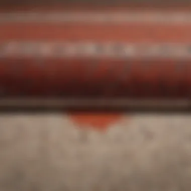 Deep Carpet Stain Analysis A close-up view of a vibrant carpet with a noticeable deep stain