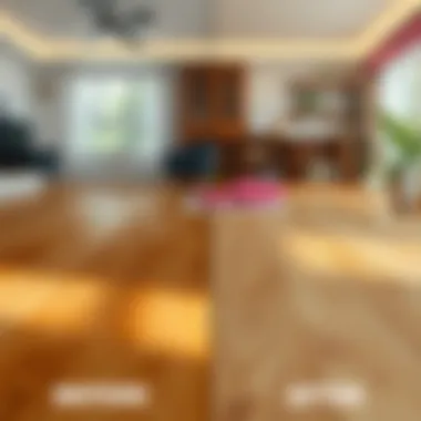 Before and after comparison of Pergo floor stain removal