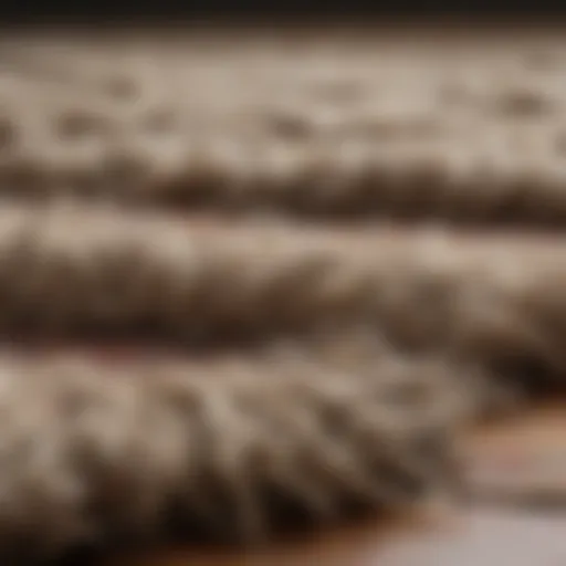 Close-up of wool rug fibers showcasing texture