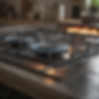 A close-up of a ceramic stove top being gently scrubbed.