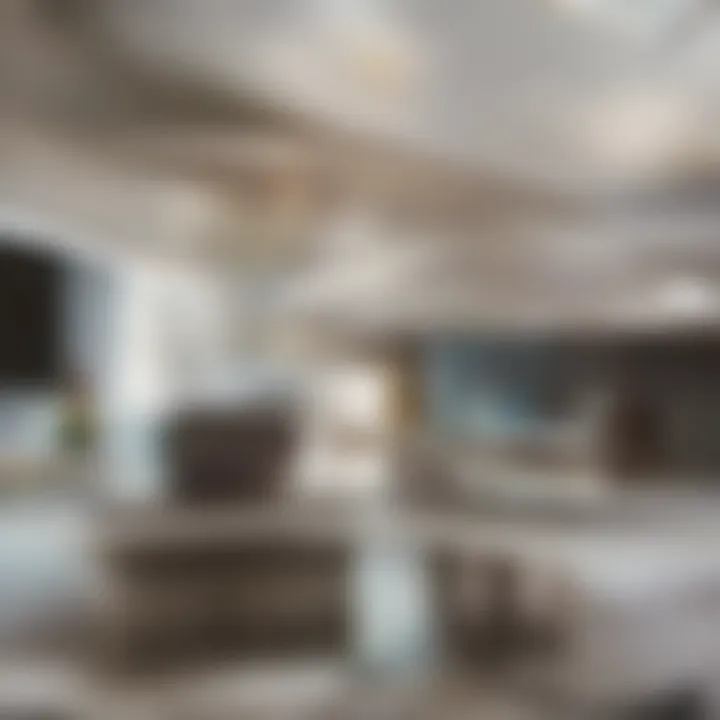 An elegant living room with pristine surfaces and harmonious decor elements.