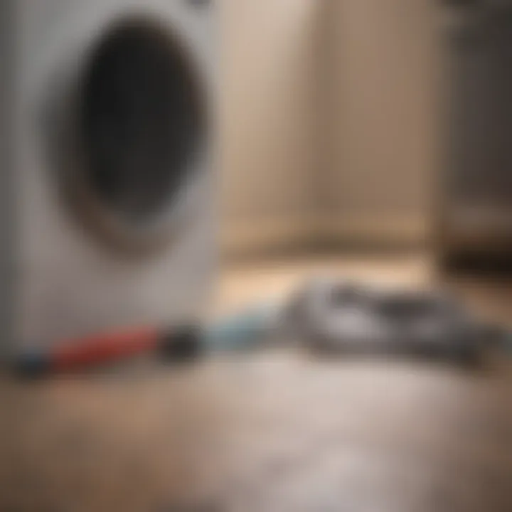 Tools required for cleaning dryer vents, including a vacuum and brush