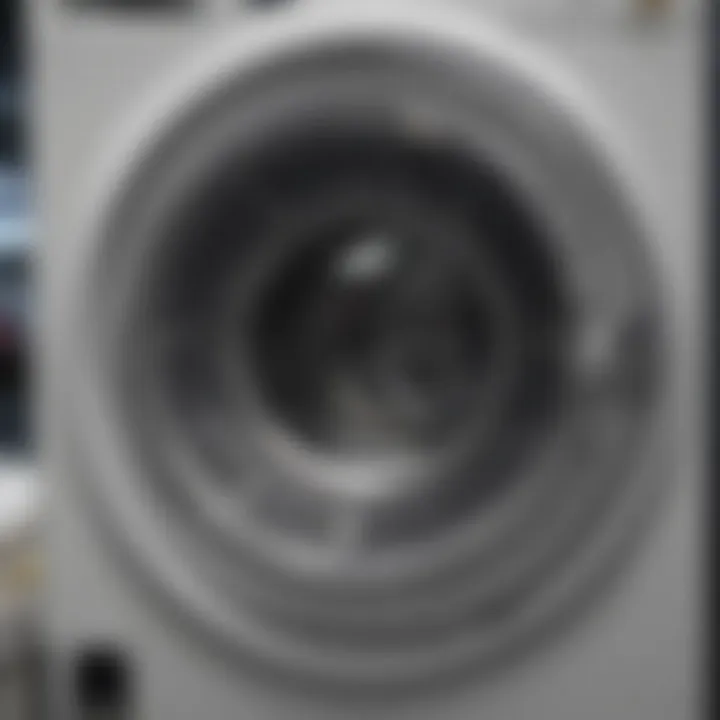 Close-up of washing machine components during cleaning