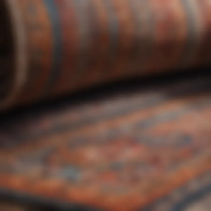 Close-up view of a vibrant area rug showcasing intricate patterns