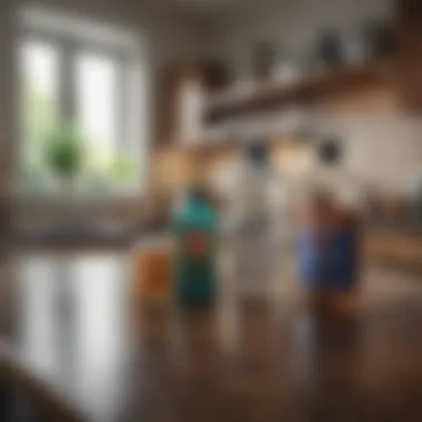 Traditional cleaning agents on a kitchen counter