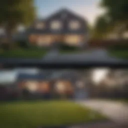 A split image showcasing a house for rent and a house sold sign