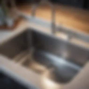 Polished Stainless Steel Sink Polished stainless steel sink demonstrating elegance
