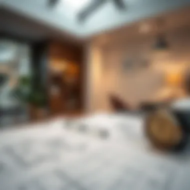 Blueprints with measurements highlighted