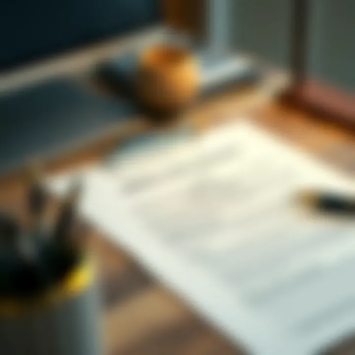 An organized rental lease agreement document on a desk