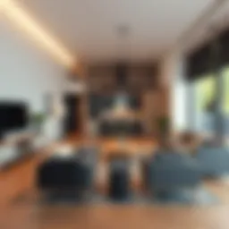 Stylish communal living room with modern decor