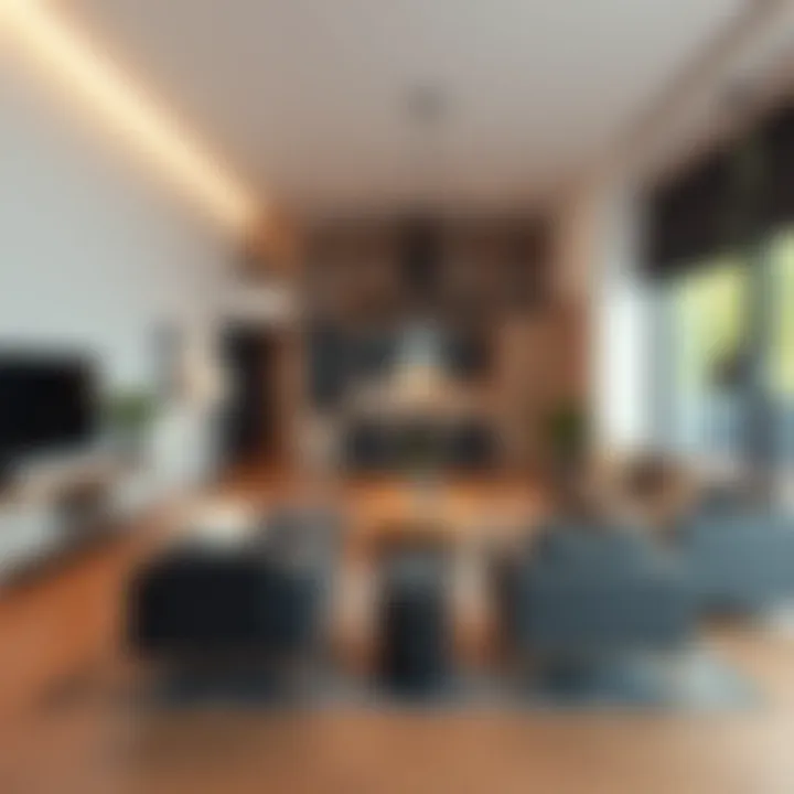 Stylish communal living room with modern decor