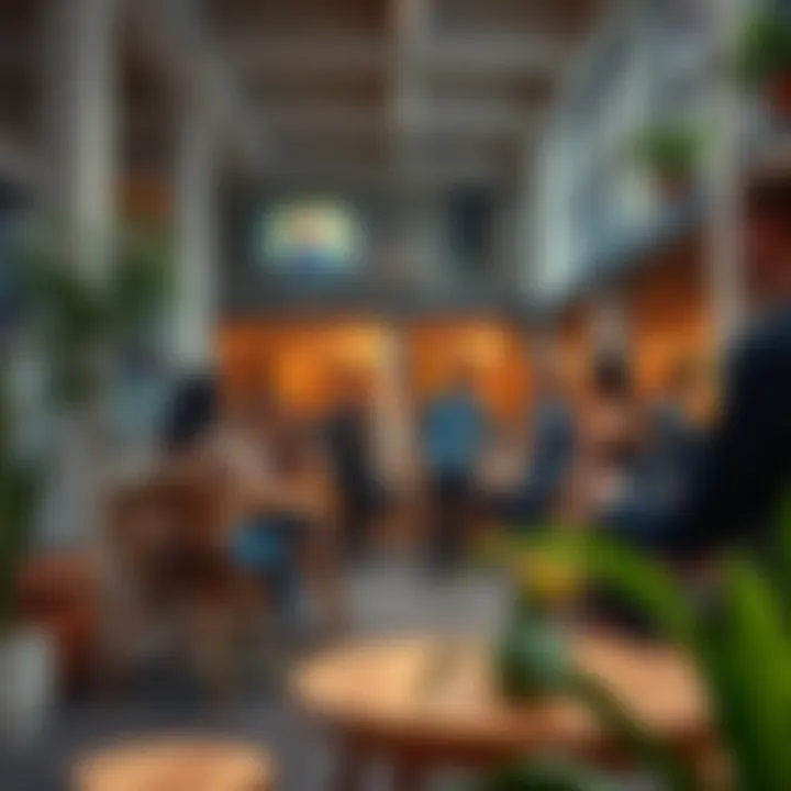 Social gathering in a lively common area