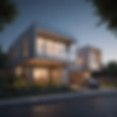Modern Duplex Architecture Exterior view of a modern duplex showcasing architectural symmetry