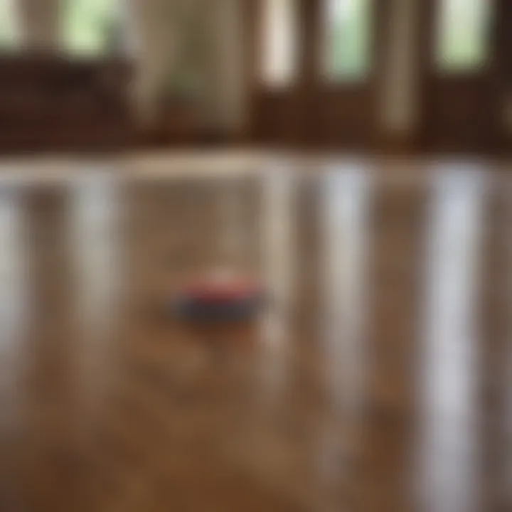 Demonstration of cleaning technique on hardwood