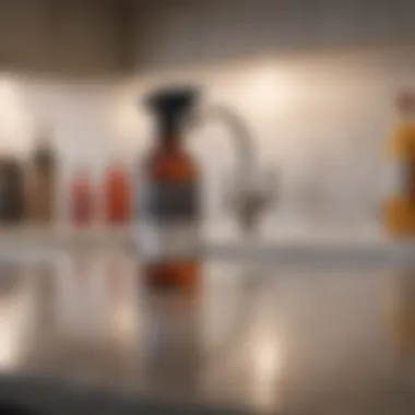 A bottle of chemical drain cleaner on a countertop