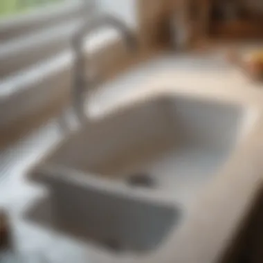 Smooth Drainage in Kitchen Sink Clear view of a kitchen sink with water flowing smoothly
