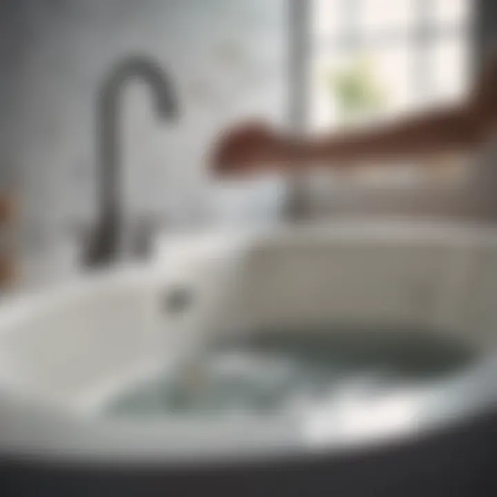 A person pouring a homemade natural solution into a bathtub drain