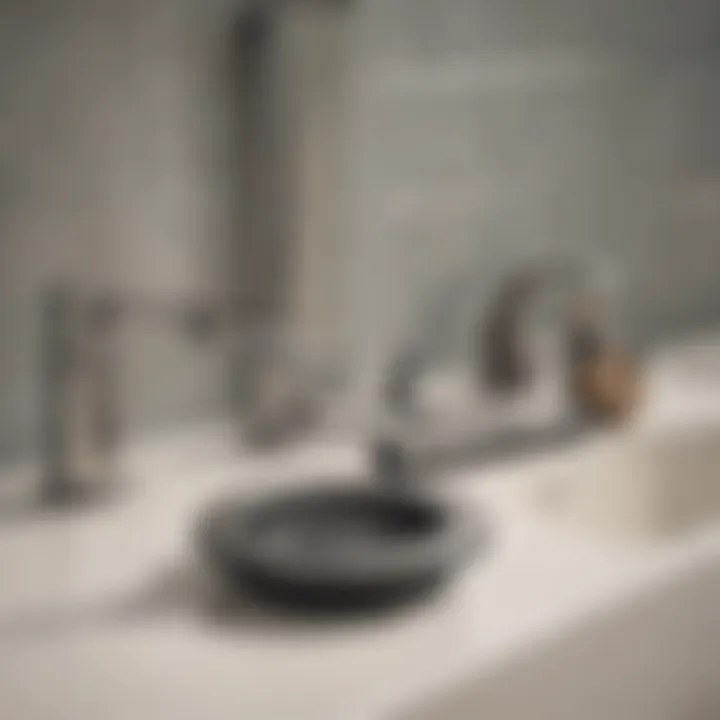 Various tools for unclogging shower drains displayed on a bathroom counter.