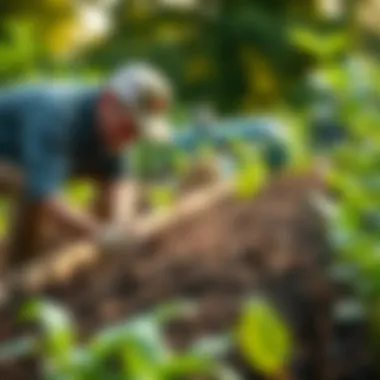 Applying Compost to Improve Soil Quality Gardeners applying compost to enhance soil quality