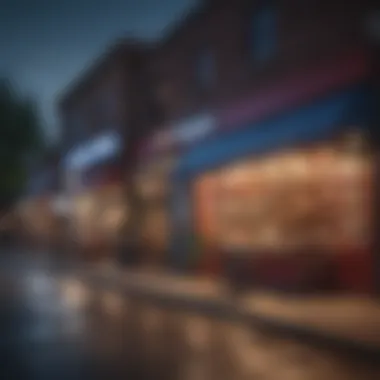 A vibrant street scene showcasing local shops and cafes in Dallas