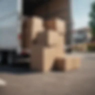 Boxes stacked efficiently in a moving truck, ready for transport.