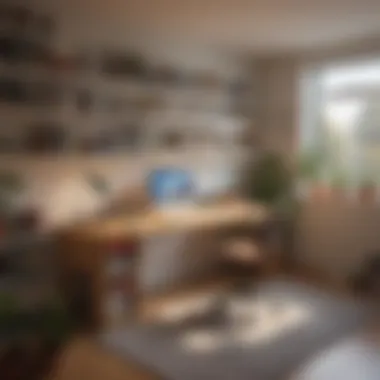 Student studying in a well-lit apartment near UCLA filled with books