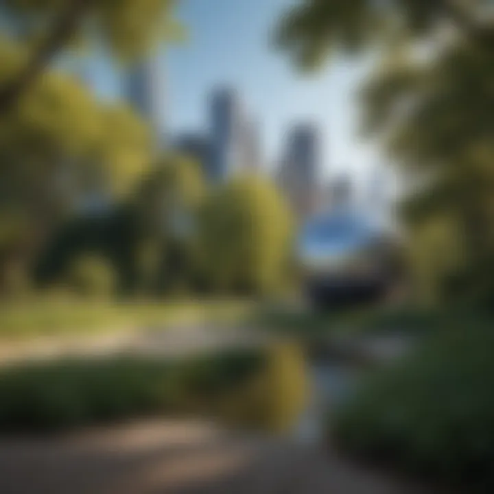 A tranquil scene from Millennium Park showcasing nature and art