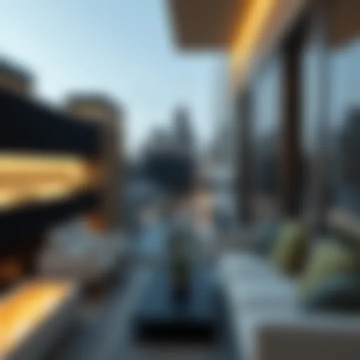 Modern high-rise apartments in Downtown Los Angeles with skyline views