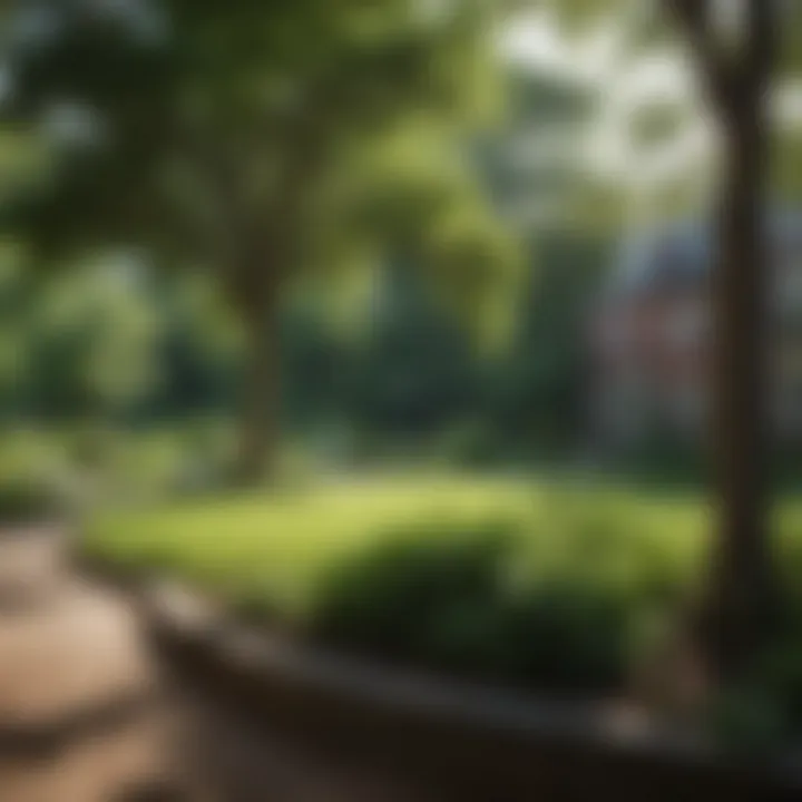 Community park with lush greenery in Jamaica Plain