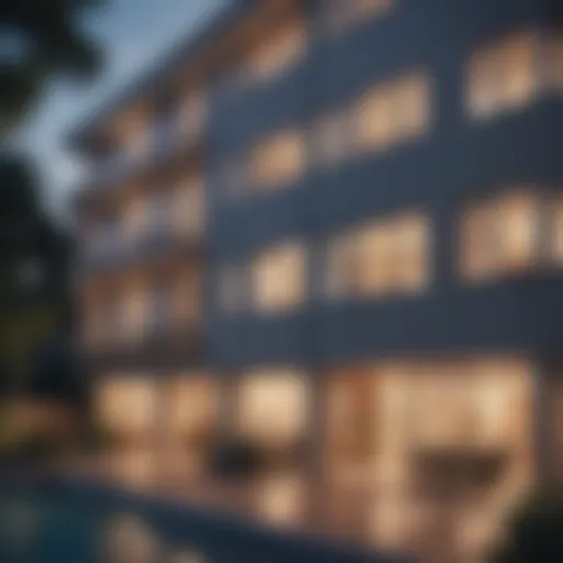 Diverse multi-unit property complex showcasing various architectural styles