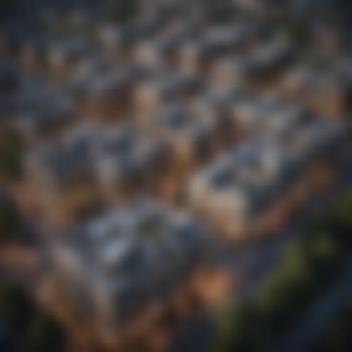 Aerial view of a thriving urban area with multi-unit rental properties