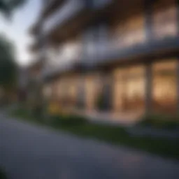 Modern multifamily apartment complex showcasing diverse architecture