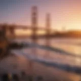 A stunning view of the Golden Gate Bridge at sunset.