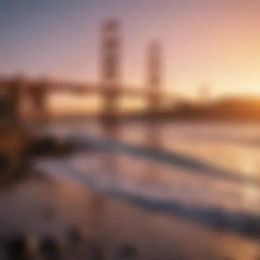 A stunning view of the Golden Gate Bridge at sunset.